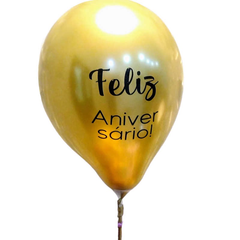 Balão Dourado Metalizado Feliz Aniversário