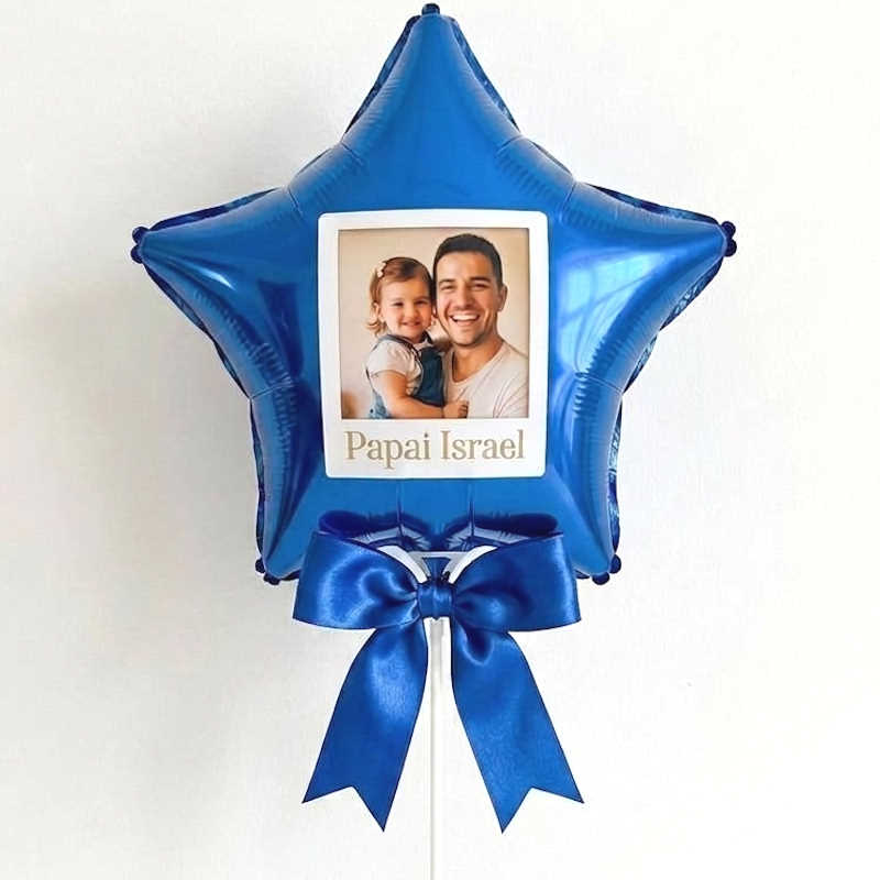 Balão Estrela Azul Com Foto