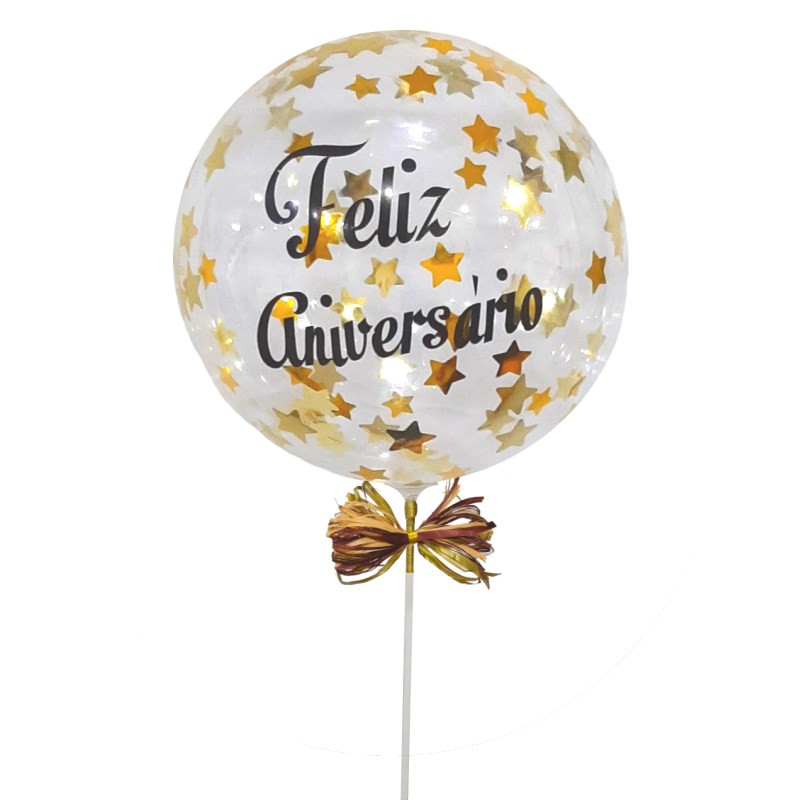Balão Bubble Feliz Aniversário